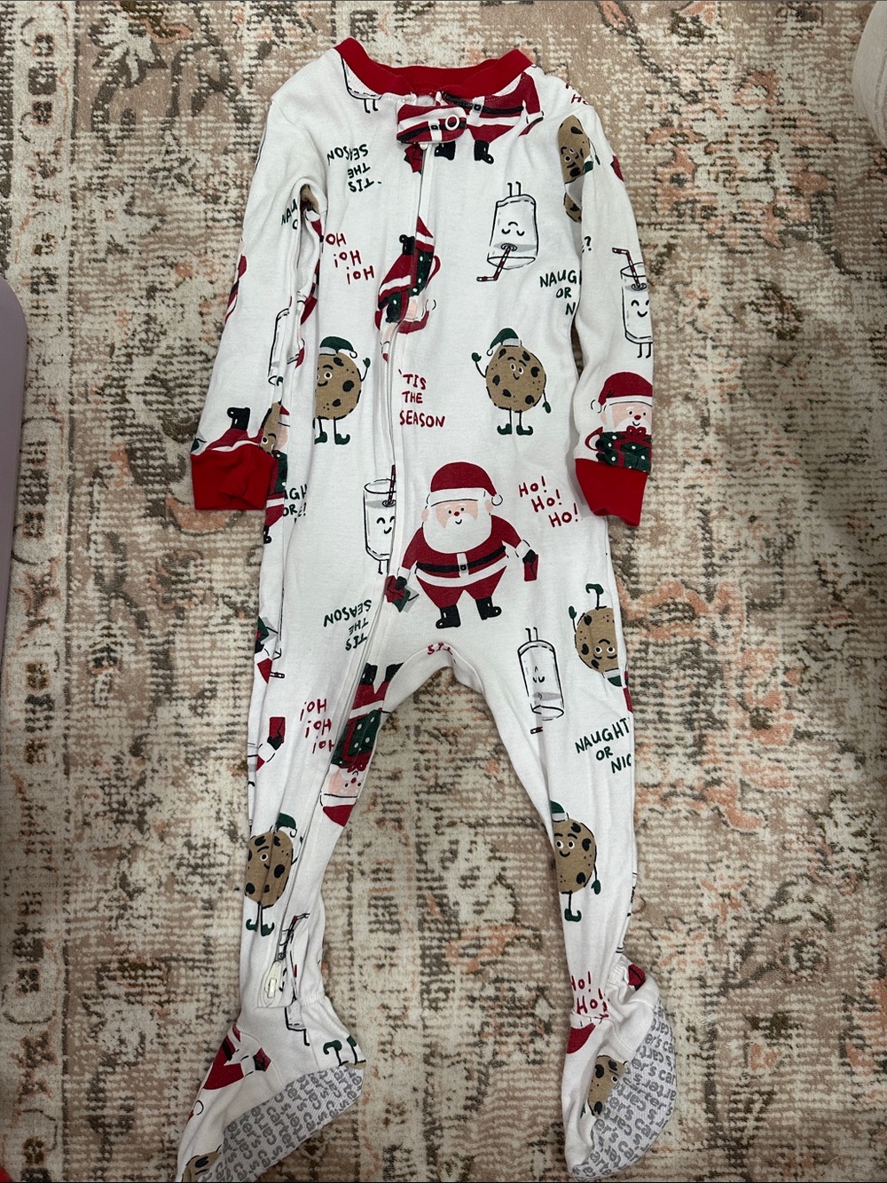 Carter's White Holiday Santa & Treats Footed One-Piece Pajamas - Picture 1 of 4